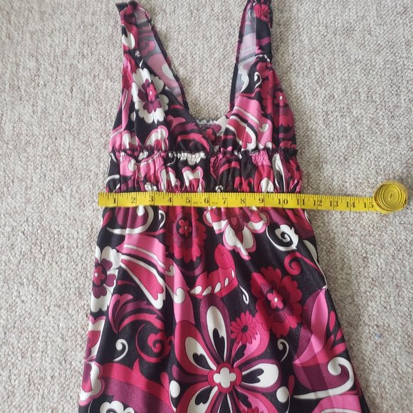 Y2k sparkly long pink flowy floral tank - Picture 4 of 7